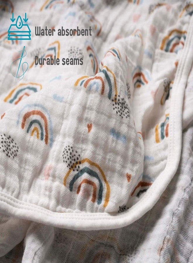 BEBELOP 100% Cotton Muslin Baby Bath Poncho - Soft & Absorbent Hooded Towel for Infants & Toddlers, Lightweight and Breathable, Baby Shower (Rainbow) - Image 5